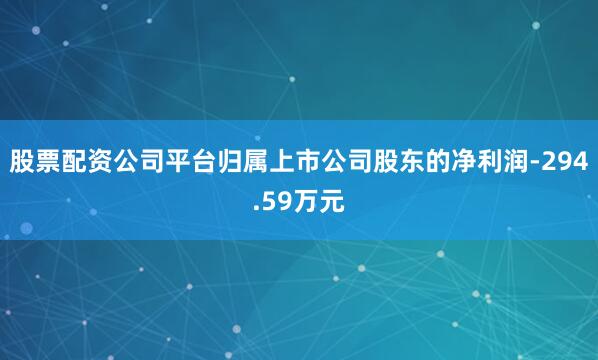 股票配资公司平台归属上市公司股东的净利润-294.59万元